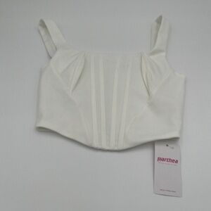 NWT Marthea White Corset Crop Top Push up Bustier Square Neckline Small Concert